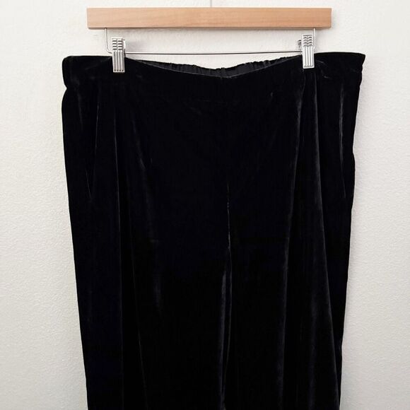 SOFT SURROUNDINGS | Aria Velvet Wide Leg Pants Solid Black Elastic Pull-on | XL - Picture 5 of 10